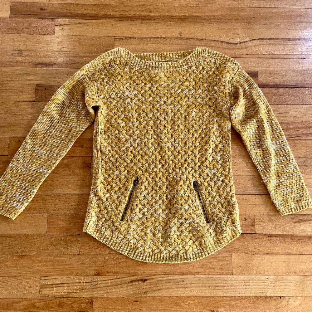 Hooked up by IOT yellow knitted sweater with decorated zippers